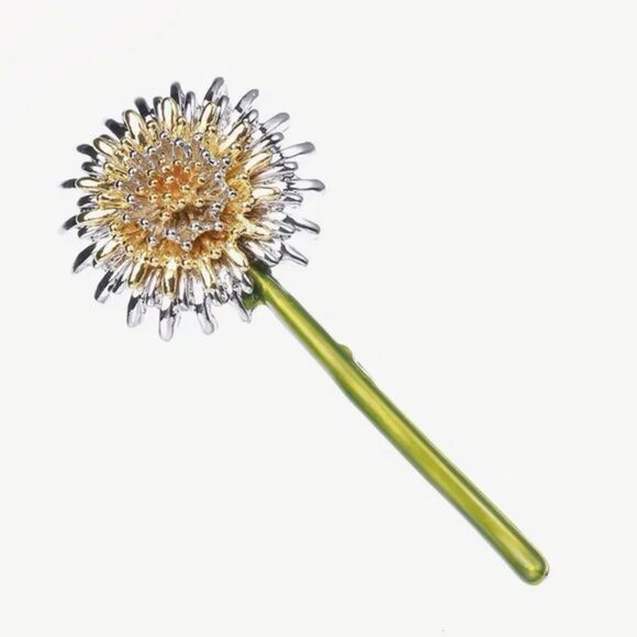 💛 NEW sparkling & unique crystal hand painted dandelion flower brooch 💛 - Picture 2 of 8